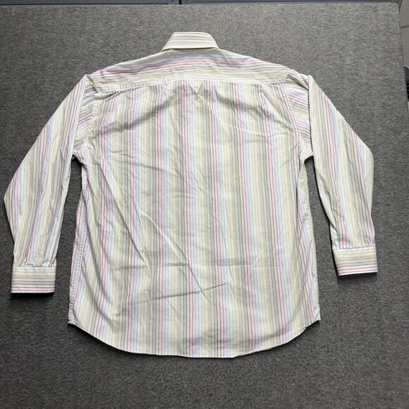 Alan Flusser Long Sleeve Shirt Men's Large Striped Button Up 100% Cotton - Picture 3 of 5